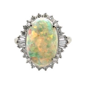 Vintage opal & diamond ring