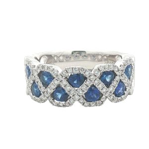 18K WHITE GOLD SAPPHIRE DIAMOND RING