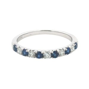 18K WHITE GOLD SAPPHIRE DIAMOND RING