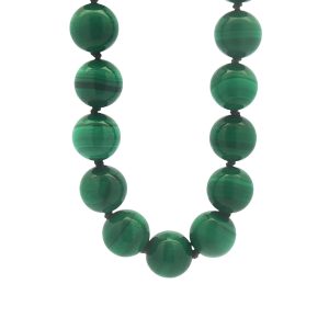 14K YELLOW GOLD MALACHITE BEAD NECKLACE