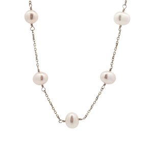 14K YELLOW GOLD PEARL & CHAIN NECKLACE