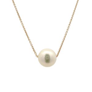 14K YELLOW GOLD CULTURED PEARL PENDANT NECKLACE