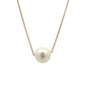 14K YELLOW GOLD CULTURED PEARL PENDANT NECKLACE