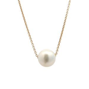 14K YELLOW GOLD CULTURED PEARL PENDANT NECKLACE