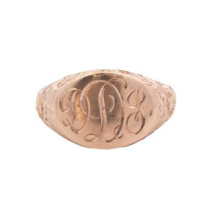 14K YELLOW GOLD VINTAGE MONOGRAMMED SIGNET RING