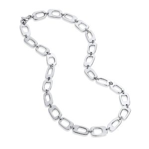 STERLING SILVER IRREGULAR RECTANGLES LINK NECKLACE