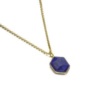 18K YELLOW GOLD PLATE LAPIS PENDANT