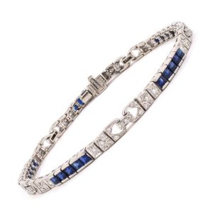 PLATINUM VINTAGE SAPPHIRE DIAMOND BRACELET