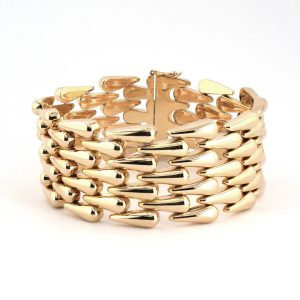 18K YELLOW GOLD RETRO VINTAGE TEARDROP LINK BRACELET