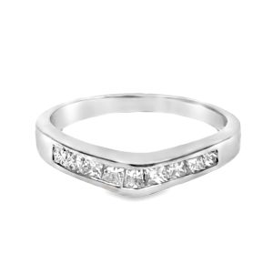 14K WHITE GOLD CONTOURED DIAMOND WEDDING RING