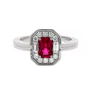 18K WHITE GOLD RUBY DIAMOND RING