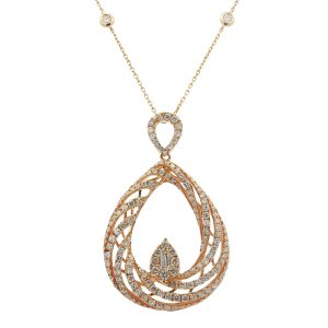 18K YELLOW GOLD DIAMOND PENDANT NECKLACE