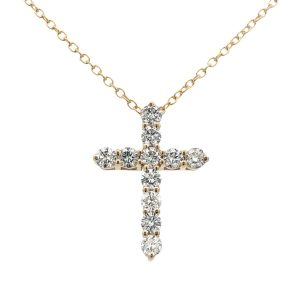 14K YELLOW GOLD DIAMOND CROSS PENDANT