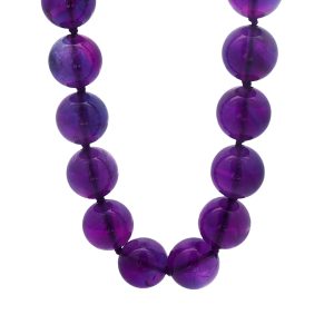 14K YELLOW GOLD AMETHYST & JADE NECKLACE