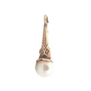 14K YELLOW GOLD VINTAGE CULTURED PEARL CHARM/PENDANT