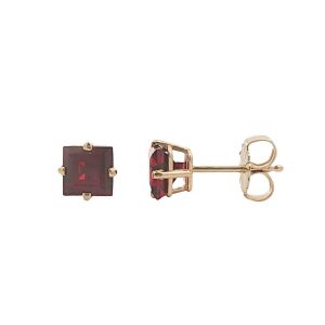 14K YELLOW GOLD GARNET STUD EARRINGS