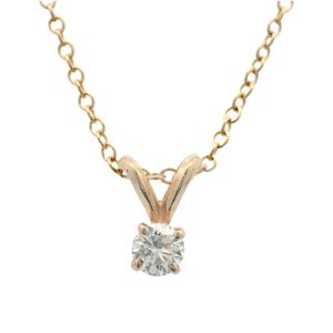 14K YELLOW GOLD DIAMOND SOLITAIRE PENDANT