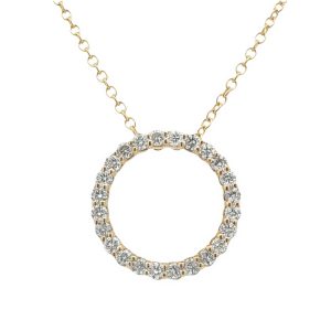 14K YELLOW GOLD DIAMOND CIRCLE PENDANT