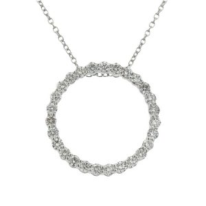 14K WHITE GOLD DIAMOND CIRCLE PENDANT