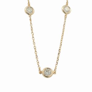 14K YELLOW GOLD DIAMOND STATION NECKLACE