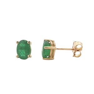 14K YELLOW GOLD EMERALD STUD EARRINGS