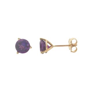 14K YELLOW GOLD AMETHYST STUD EARRINGS