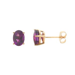 14K YELLOW GOLD AMETHYST STUD EARRINGS