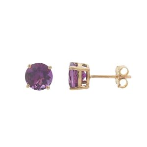 14K YELLOW GOLD AMETHYST STUD EARRINGS