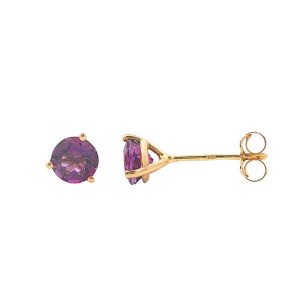 14K YELLOW GOLD AMETHYST STUD EARRINGS