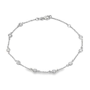 14K WHITE GOLD DIAMOND STATION BRACELET
