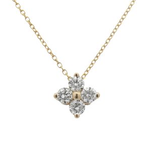 14K YELLOW GOLD DIAMOND CLUSTER PENDANT