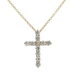 14K YELLOW GOLD DIAMOND CROSS PENDANT