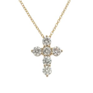 14K YELLOW GOLD DIAMOND CROSS PENDANT
