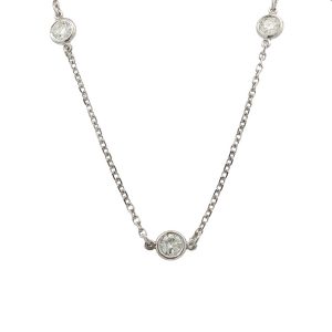 14K WHITE GOLD DIAMOND STATION NECKLACE