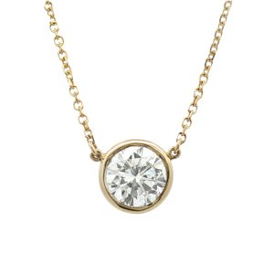 14K YELLOW GOLD DIAMOND SOLTAIRE PENDANT NECKLACE