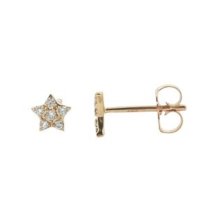 14K YELLOW GOLD DIAMOND MOON & STAR STUD EARRINGS