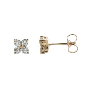 14K YELLOW GOLD CLUSTER STUD EARRINGS