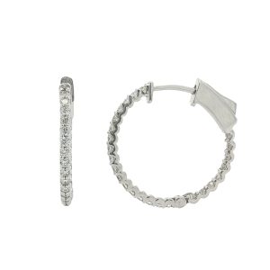 14K WHITE GOLD DIAMOND IN-AND-OUT HOOP EARRINGS