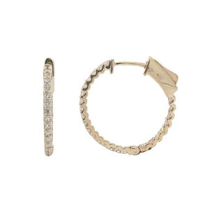 14K YELLOW GOLD DIAMOND IN-AND-OUT HOOP EARRINGS