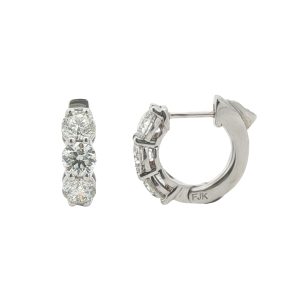 14K WHITE GOLD DIAMOND HUGGIE HOOP EARRINGS