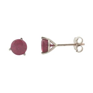 14K WHITE GOLD RUBY STUD EARRINGS