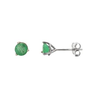 14K WHITE GOLD EMERALD STUD EARRINGS