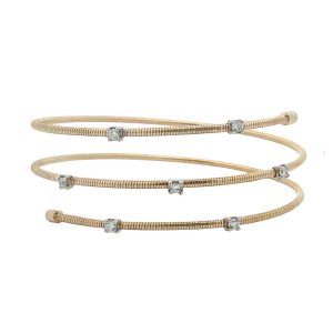14K YELLOW & WHITE GOLD FLEXIBLE SPIRAL DIAMOND BRACELET