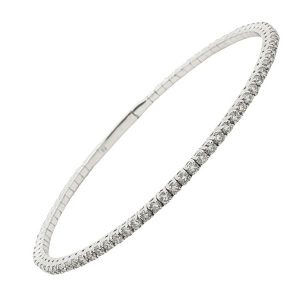 14K WHITE GOLD DIAMOND HINGED BANGLE