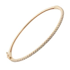 14K YELLOW GOLD DIAMOND HINGED BANGLE