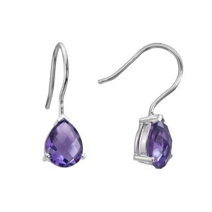 STERLING SILVER AMETHYST DROP EARRINGS