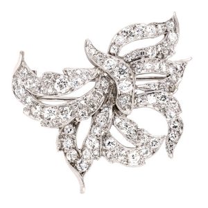 PLATINUM VINTAGE DIAMOND BUTTERFLY-BOW PIN
