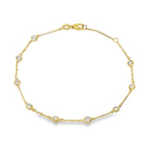 14K YELLOW GOLD DIAMOND STATION BRACELET