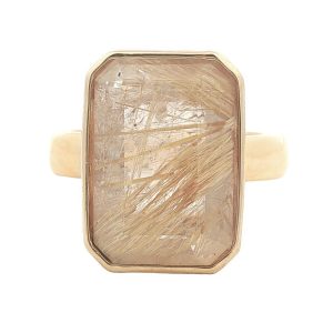 18K YELLOW GOLD RUTILATED QUARTZ RING