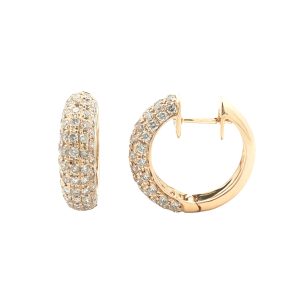 14K YELLOW GOLD DIAMOND HUGGIE HOOP EARRINGS